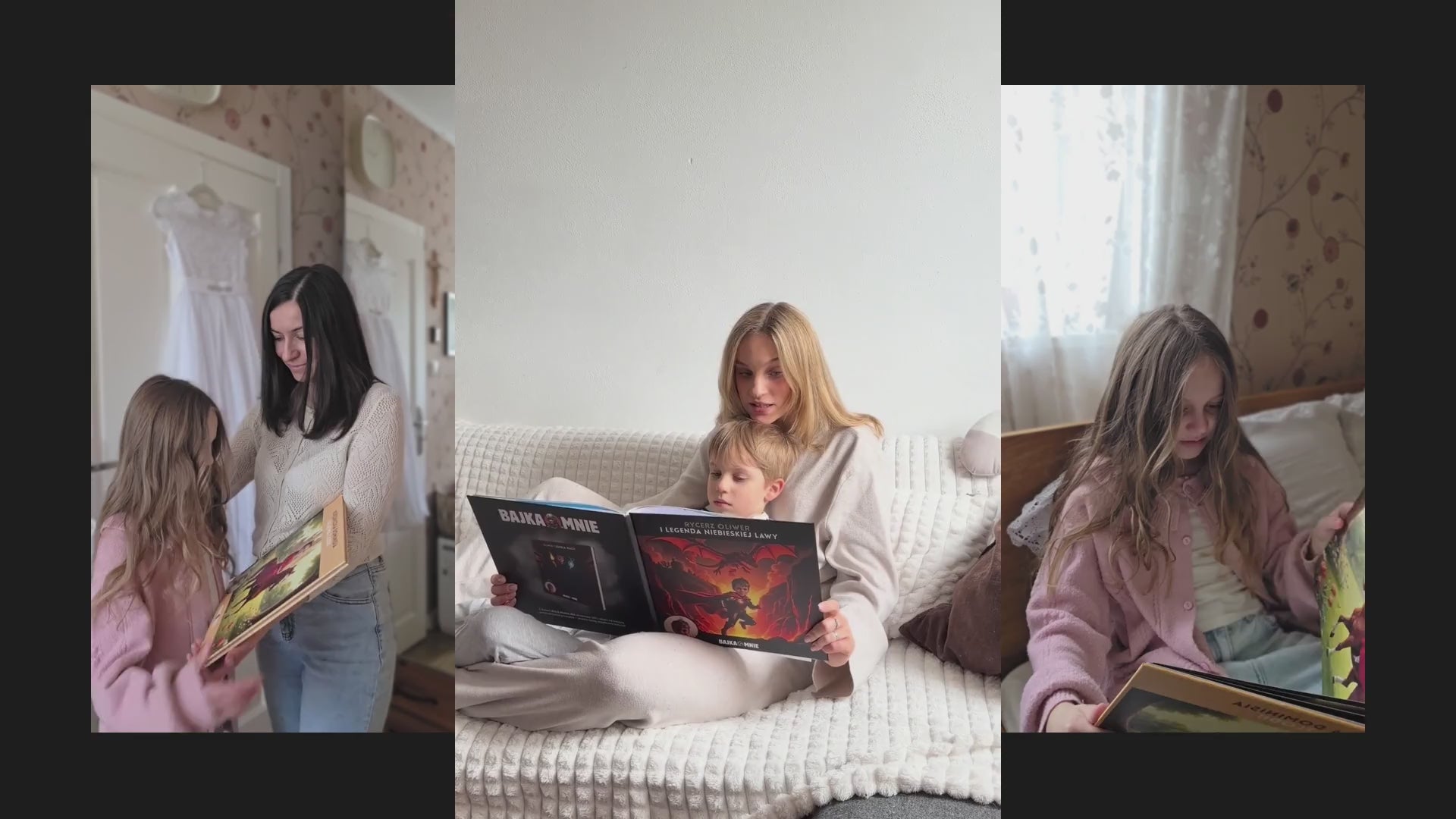 Load video: Rodziny i dzieci oglądają personalizowaną książkę Bajka O Mnie.
